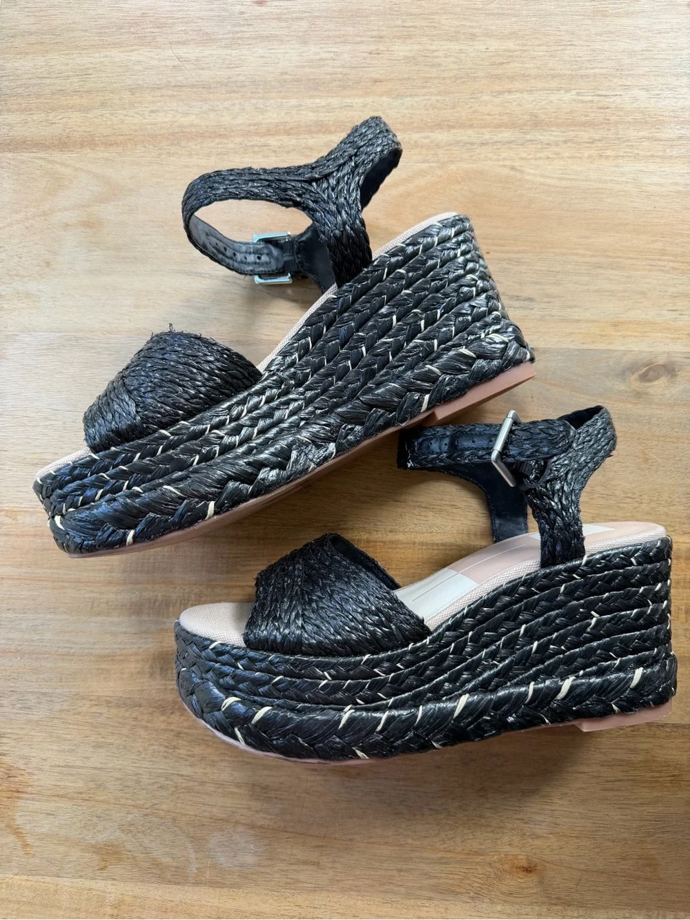 Dolce Vita Black Woven Platform Espadrille Sandals - Women